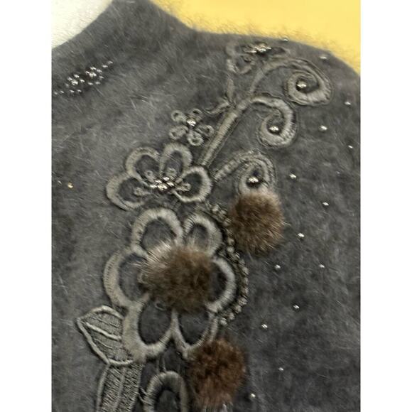Carina embroidered beaded angora jacket, black, medium, rich girl, vintage - Picture 4 of 5